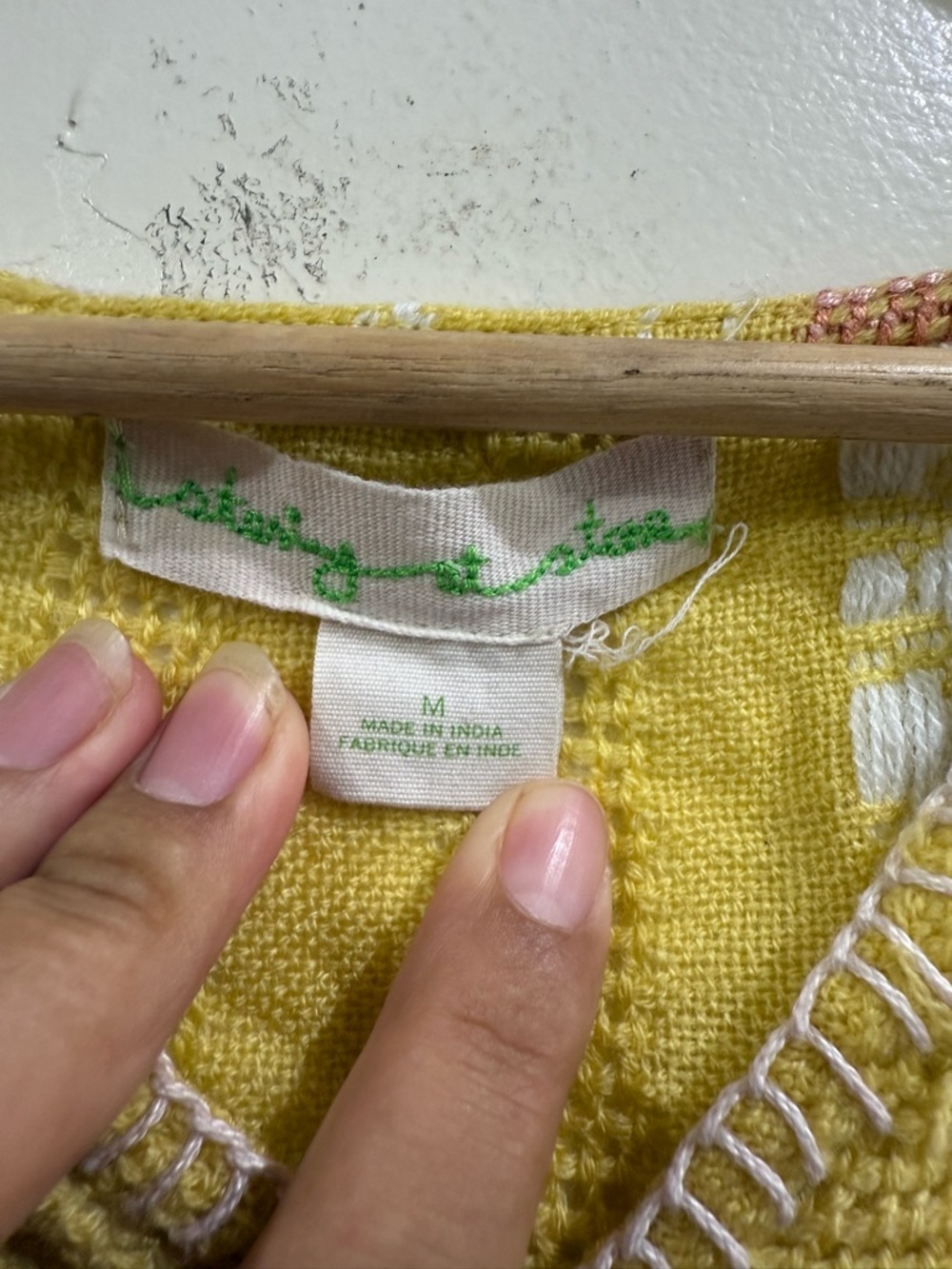 STARING Yellow Knit Floral-Stripe V-Neck Tunic - Picture 2 of 5